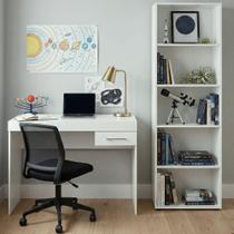 Kit Sala de Estudos Cooler com Escrivaninha e Estante 1 Gaveta MDP 15mm 91cm Branco Dkadidecor Kit Sala de Estudos Cooler com Escrivaninha e Estante 1 Gaveta MDP 15mm 91cm Branco Dkadidecor