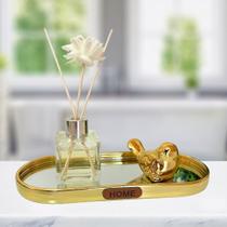 Kit Sala Decorativo difusor de ambientes aromático com Cerâmica e bandeja espelhada 25cm