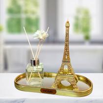 Kit Sala Decorativo difusor de ambientes aromático com Cerâmica e bandeja espelhada 25cm