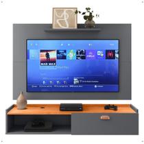 Kit Sala Estar Completa Rack Suspenso Home Classic Painel Star Tv 32 Polegadas Cinza/Cinamomo - Lojas RPM