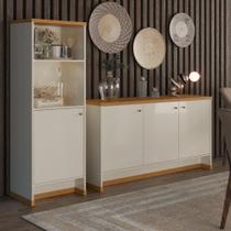 Kit Sala Jantar E Estar Aparador 3 Portas E Livreiro Berlin - ViaNossa Kit Sala Jantar E Estar Aparador 3 Portas E Livreiro Berlin - ViaNossa