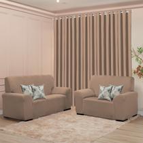 Kit Sala Liso Capa Sofá 2 e 3 Lugares 4 Capas Almofada Cortina 3M Conforto Estilo e Proteção