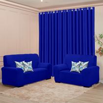 Kit Sala Liso Capa Sofá 2 e 3 Lugares 4 Capas Almofada Cortina 3M Conforto Estilo e Proteção
