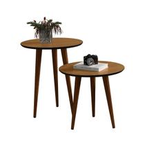 Kit Sala Retrô 2 Mesas Lateral e Apoio Freijó/Preto Kit Sala Retrô 2 Mesas Lateral e Apoio Freijó/Preto