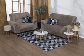 Kit Sala Tapete 1,50 x 1,45 + 4 Capas de Almofada Jacquard Luxo Macio Emborrachado Antiderrapante Estampa Super Atual