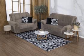 Kit Sala Tapete 3,50 x 1,45 + 4 Capas de Almofada Jacquard Luxo Macio Emborrachado Antiderrapante Estampa Super Atual