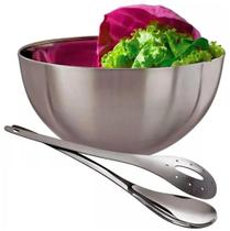 Kit Saladeira Inox Com Pegador 24Cm Redonda 3 Peças - Wincy