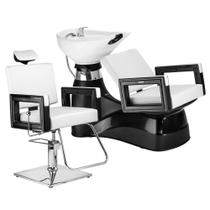 Kit Salão Cadeira Branca E Lavatório Cuba Louça Porcelana Dompel Móveis