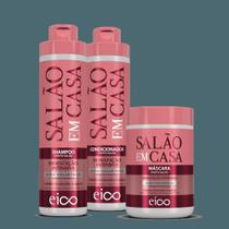 Kit Salão em Casa Hidratação Intens Shampoo 800ml + Condicionador 750ml + Máscara 1kg - (3 produtos) - Eico