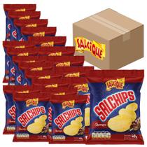 Kit Salcique Salgadinhos Batata Ondulada Churrasco 40g c/20