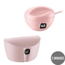 Kit Saleiro + Açucareiro c/ Colher Gourmet Rosa Plastico