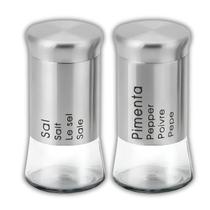 Kit Saleiro e Pimenteiro em Aço Inox e Vidro Porta Temperos de Mesa Uny Home Kit Saleiro e Pimenteiro em Aço Inox e Vidro Porta Temperos de Mesa Uny Home