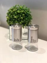 Kit Saleiro Pimenteiro 2 Pcs Em Aco Inox E Vidro