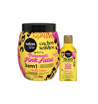 Kit Salon Line Cachos Dos Sonhos Multy Pink Fatal Cr.Pentear 1kg+Óleo 50ml