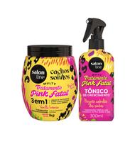 Kit Salon Line Cachos Dos Sonhos Multy Pink Fatal Cr.Pentear 1kg+Tônico 300ml