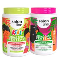 kit Salon Line Creme De Pentear Cachinhos + Creme De Penetar Definição Intensa 1Kg