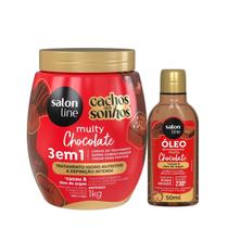 Kit Salon Line Creme de Tratamento Multy Chocolate 3 em 1 1kg + Óleo Chocolate 50ml