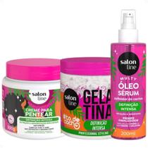 Kit Salon Line Definição Intensa: Creme Para Pentear 500g, Gelatina Capilar 550g e Óleo Sérum Capilar 200ml Kit Salon Line Definição Intensa: Creme Para Pentear 500g, Gelatina Capilar 550g e Óleo Sérum Capilar 200ml