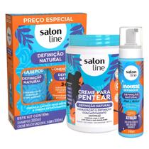 Kit Salon Line Definição Natural: Shampoo, Creme Multifunional 300ml, Creme Para Pentear 1kg e Mousse Definidor 240ml Kit Salon Line Definição Natural: Shampoo, Creme Multifunional 300ml, Creme Para Pentear 1kg e Mousse Definidor 240ml