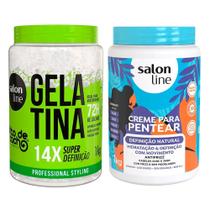 Kit Salon Line Gelatina 1kg + Creme De Pentear Definição Natural 1Kg