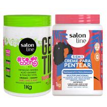 Kit Salon Line Gelatina To De Cacho + Creme De Pentear Salon Line 5 Em 1 Tratamento Prolongado 1Kg Kit Salon Line Gelatina To De Cacho + Creme De Pentear Salon Line 5 Em 1 Tratamento Prolongado 1Kg