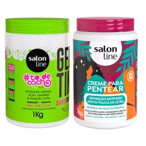 Kit Salon Line Gelatina To De Cacho + Creme Para Pentear Definição Antifrizz 1Kg