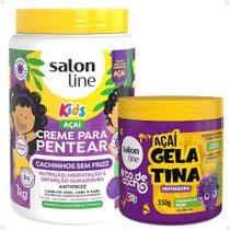 Kit Salon Line Kids: 1 Creme para Pentear e 1 Gelatina Definidora Açaí