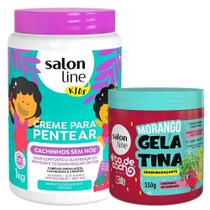 Kit Salon Line Kids: 1 Creme para Pentear e 1 Gelatina Desembaraçante Morango