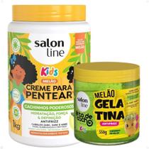 Kit Salon Line Kids 1 Creme Para Pentear E 1 Gelatina Melão