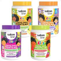 Kit Salon Line Kids 4 Cremes de Pentear: Melão, Maracujá, Uva e Melancia