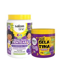 Kit Salon line Kids Açaí Creme de Pentear 1kg + Gelatina 550g