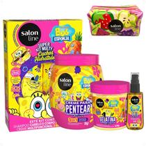Kit Salon Line Kids Bob Esponja Sos Cachos Completo + Mimo Kit Salon Line Kids Bob Esponja Sos Cachos Completo + Mimo