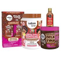 Kit Salon Line Kids Chocolate Shampoo e Condicionador + Creme de Pentear + Gelatina + Óleo Reparador