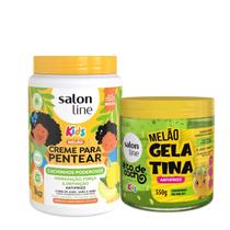 Kit Salon Line Kids Melão Creme de Pentear 1kg +Gelatina 550g