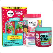 Kit Salon Line Kids: Shampoo e Condicionador + Creme para Pentear 1kg e Gelatina Desembaraçante Morango Kit Salon Line Kids: Shampoo e Condicionador + Creme para Pentear 1kg e Gelatina Desembaraçante Morango