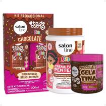Kit Salon Line Kids: Shampoo e Condicionador + Creme para Pentear 1kg e Gelatina Hidratante Chocolate