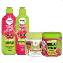 Kit Salon Line Kids: Shampoo e Condicionador + Creme para Pentear 500g e Gelatina Melancia