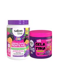 Kit Salon line Kids Uva Creme de Pentear 1kg + Gelatina 550gr