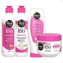 Kit Salon Line Meu Liso Demais Alinhador: Shampoo 300ml e Condicionador 200ml + Creme de Tratamento 300g e Defrizante Desembaraçante 240ml