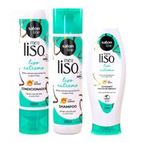 Kit Salon Line Meu liso extremo c/ 3 itens shampoo/ condicionador/ defrizante