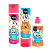 Kit Salon Line Meu Liso Kids Sh+Cond+Cr.Pentear.