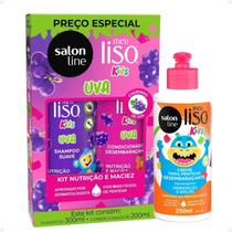 Kit Salon Line Meu Liso Kids: Shampoo 300ml e Condicionador 200ml Uva + Creme Para Pentear 250ml Kit Salon Line Meu Liso Kids: Shampoo 300ml e Condicionador 200ml Uva + Creme Para Pentear 250ml