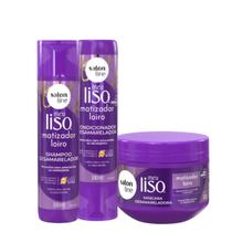 Kit Salon Line Meu Liso Matizador Loiro Sh+Cond+Másc