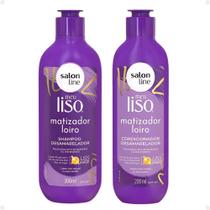 Kit Salon Line Meu Liso Matizador Loiro: Shampoo 300ml e Condicionador 200ml Desamarelador