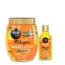 Kit Salon Line Multy Milagres Creme de Tratamento Maracujá 3 em 1 1kg e óleo de tratamento Maracujá 50ml