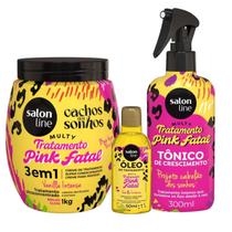 Kit Salon Line Multy Tratamento Pink Fatal: Creme 1kg + Tônico 300ml e Óleo 50ml Kit Salon Line Multy Tratamento Pink Fatal: Creme 1kg + Tônico 300ml e Óleo 50ml