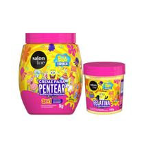 Kit Salon Line S.O.S Cachos Kids Bob Esponja Cr.Pentear 1kg+Gelatina 400g