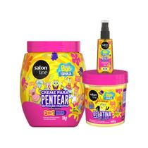 Kit Salon Line S.O.S Cachos Kids Bob Esponja Gelatina+Cr.Pentear 1kg+Óleo 42ml