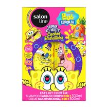 Kit Salon Line S.O.S Cachos Kids Bob Esponja Sh+Multyfuncional 300ml+Cr.Pentear 1kg+Gelatina 400g+Óleo 42ml