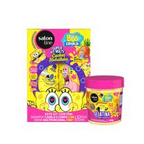 Kit Salon Line S.O.S Cachos Kids Bob Esponja Sh+Multyfuncional 300ml+Gelatina 400g